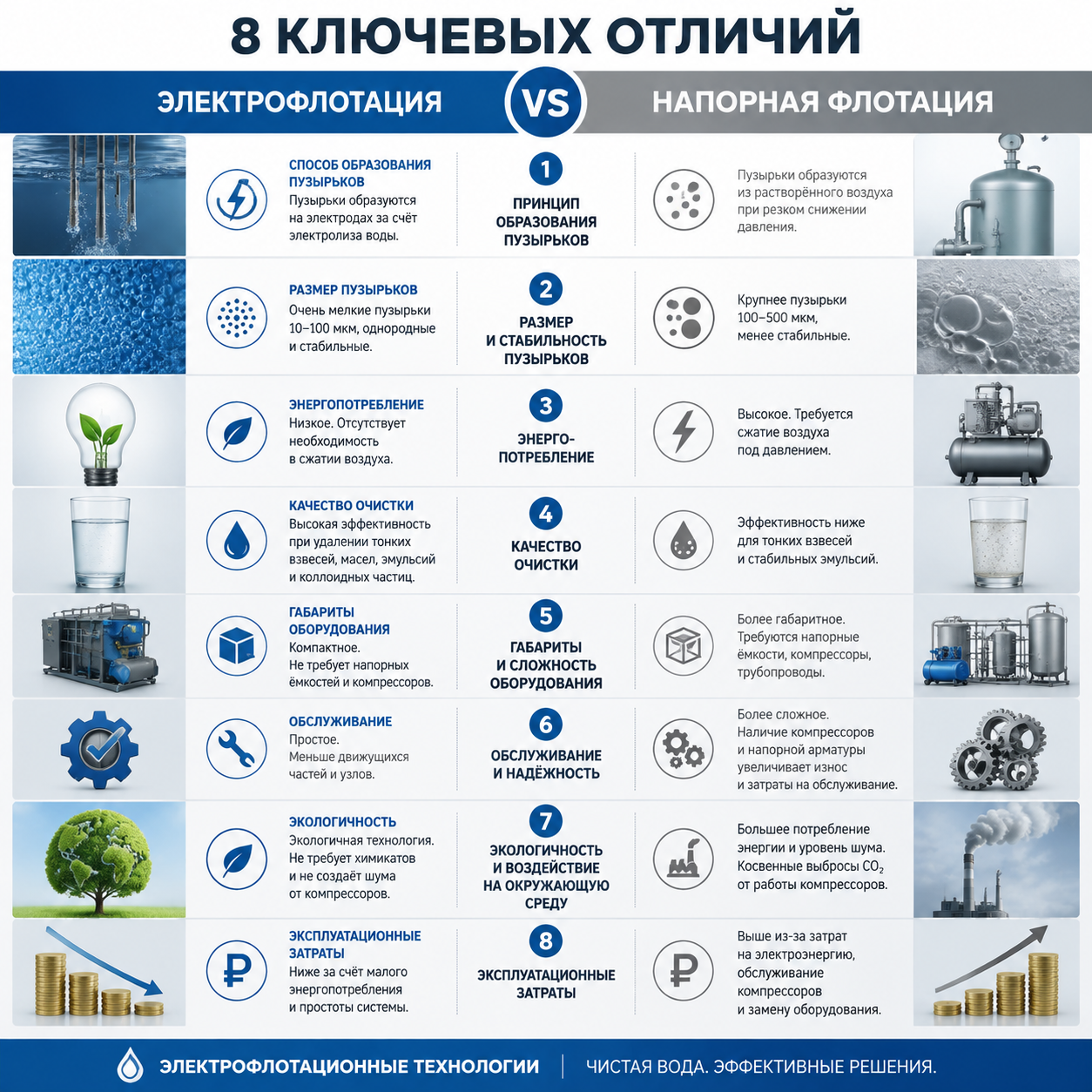 Электрофлотация vs напорная флотация